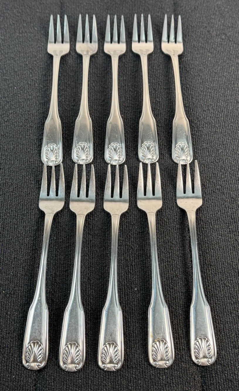 Wallace Brand Ware Stainless Cocktail Forks Seafood "CORAL" Korea (Set of 10)